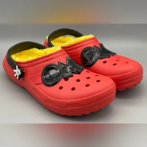 Crocs Classic Lined Red Clogs Shoes Disney Mickey Mouse 208104-063 Sz J4, J5 NEW