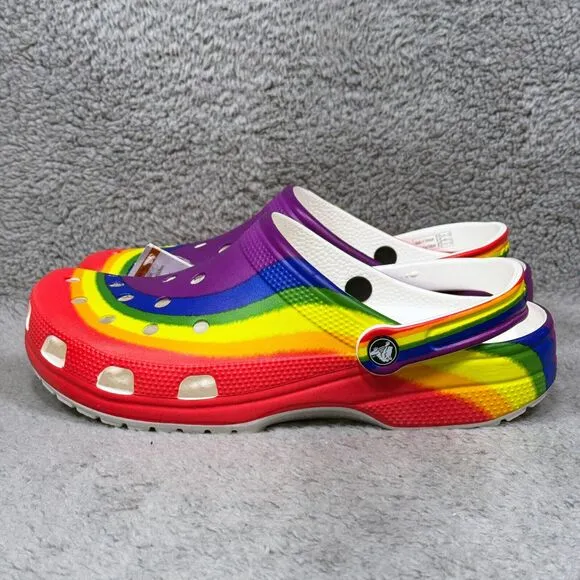 Crocs Classic Rainbow Dye Mens Size 10 Slip On Clogs Shoes Multicolor 208106-93R