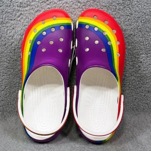 Crocs Classic Rainbow Dye Mens Size 10 Slip On Clogs Shoes Multicolor 208106-93R