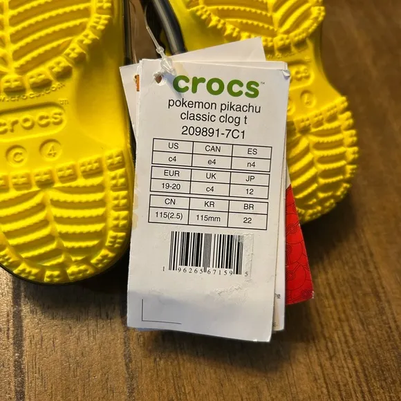 CROCS Pokemon Pikachu Classic Toddler Kid’s Clog Shoes C4 NWT