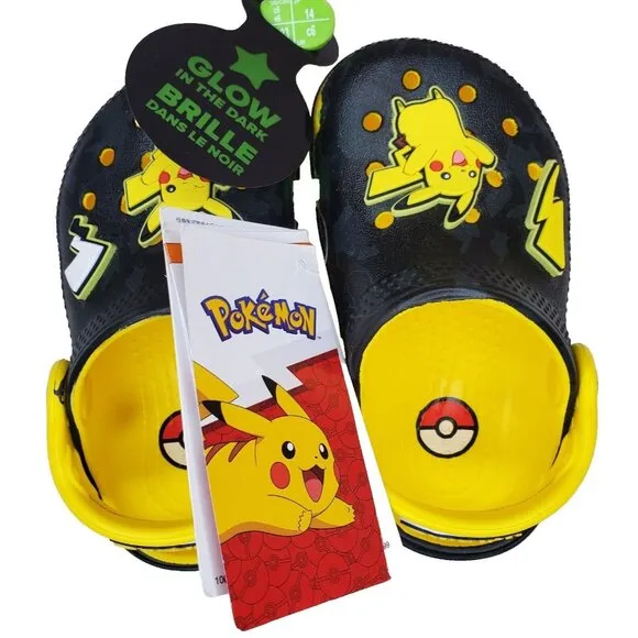 Crocs Pokémon Pikachu Classic Clog Kids Shoes Toddler Size Glow in the Dark New