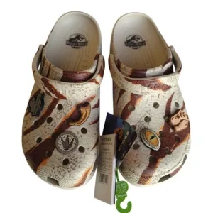 Crocs Shoes Mans 11 Bone brown Jurassic World Classic Clog LIMITED EDITION