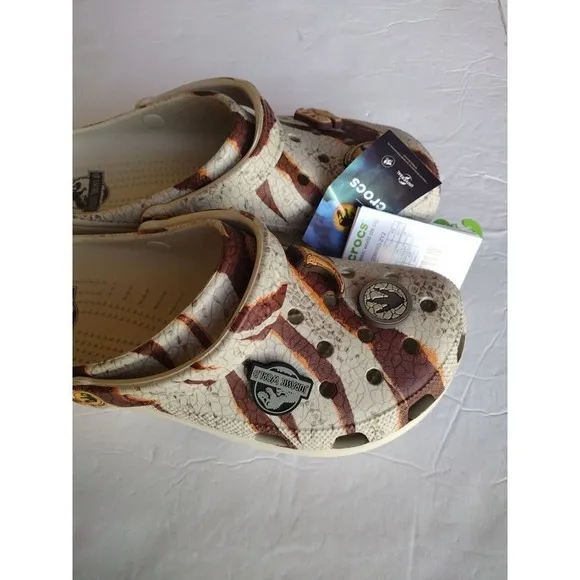 Crocs Shoes Mans 11 Bone brown Jurassic World Classic Clog LIMITED EDITION