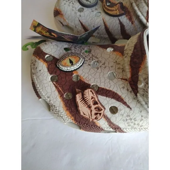 Crocs Shoes Mans 11 Bone brown Jurassic World Classic Clog LIMITED EDITION