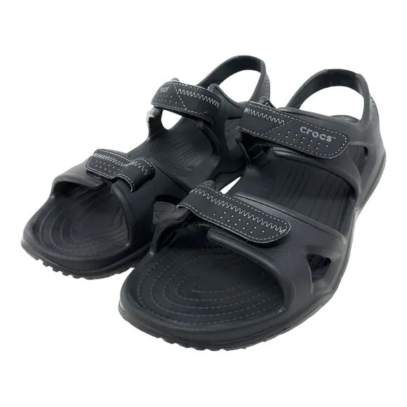 Crocs Swiftwater Men Sz 13 Comfort Walking Hiking Water River Sandal Strap Black