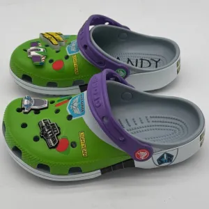 Crocs Toy Story Buzz Lightyear Clogs Kids Shoes Sandals Green Purple Size 3