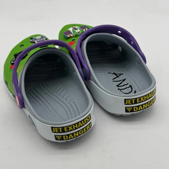 Crocs Toy Story Buzz Lightyear Clogs Kids Shoes Sandals Green Purple Size 3