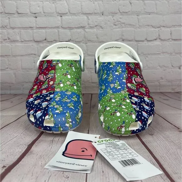 Crocs Classic Vineyard Vines Holiday Clogs Kids Size J3 (208022-94S)