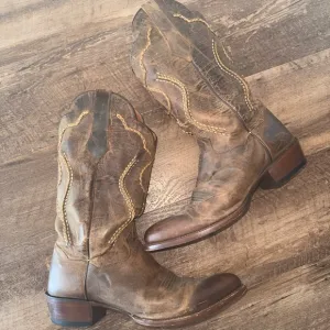 Dan Post Albany Men VTG Brown Leather Western Cowboy Boots DP26682 Sz 9.5 D
