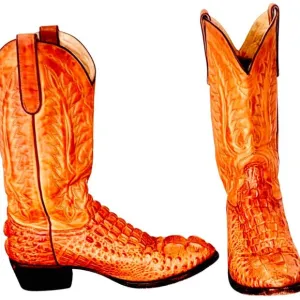 Dan Post Cowboy Boosts-Mens 8.5/Women's 10-Exotic Leather Caiman Boots-Y2K Era