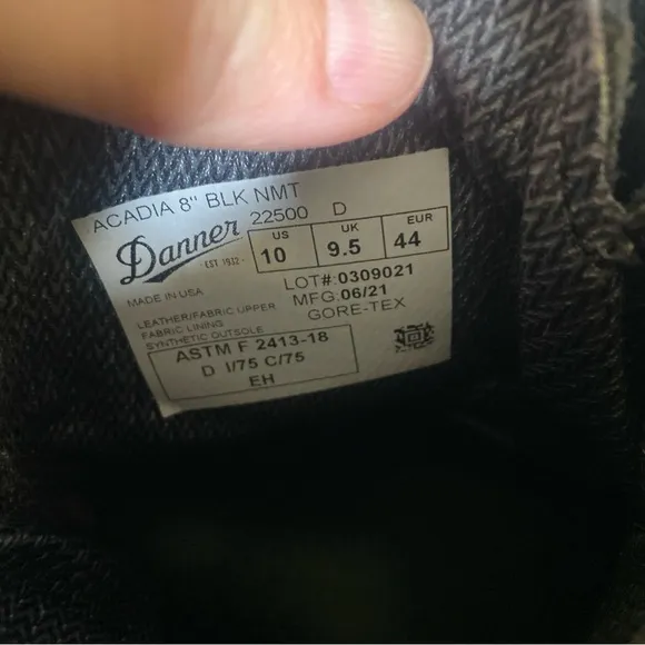 Danner Boots 22500 Men D Acadia Steel Toe Gore Tex Size 10 Black