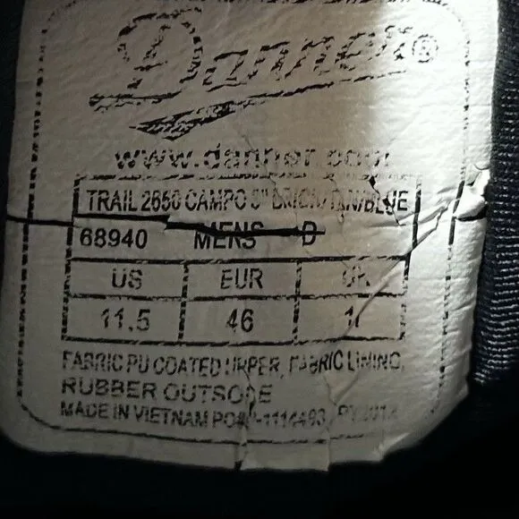Danner Trail 2650 Campo 3&quot; Outdoor Trail Hiking Shoes 68940 Men’s Size 11.5