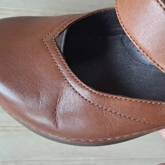 Dansko Cordovan Burnished Full Grain  Leather Mary Jane Clogs Comfort Sz 41