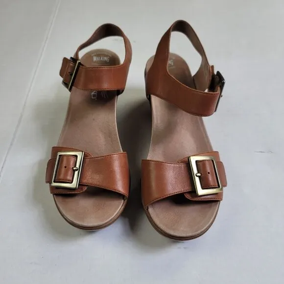 Dansko Jamey Wedges Leather Sandals Hook And Loop Strap