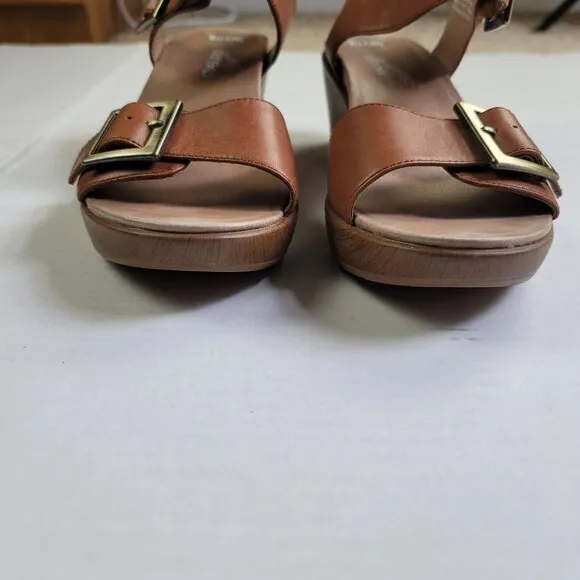 Dansko Jamey Wedges Leather Sandals Hook And Loop Strap