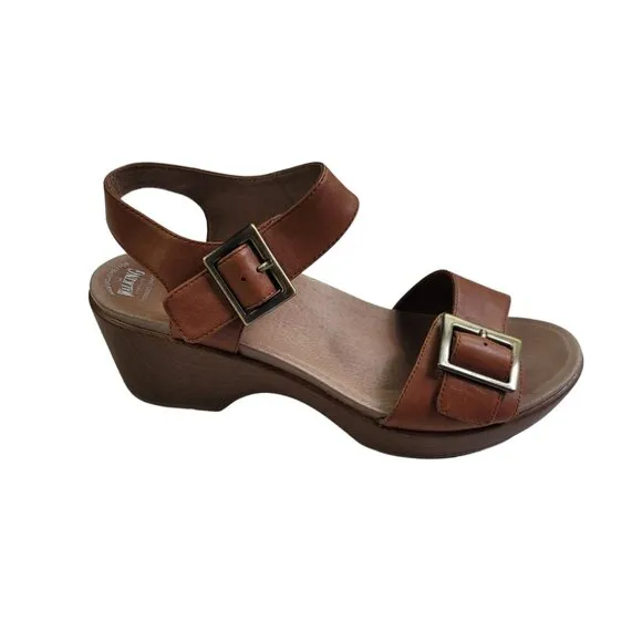 Dansko Jamey Wedges Leather Sandals Hook And Loop Strap