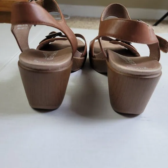 Dansko Jamey Wedges Leather Sandals Hook And Loop Strap