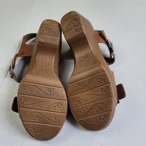 Dansko Jamey Wedges Leather Sandals Hook And Loop Strap