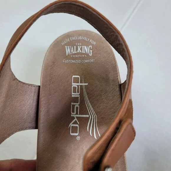 Dansko Jamey Wedges Leather Sandals Hook And Loop Strap
