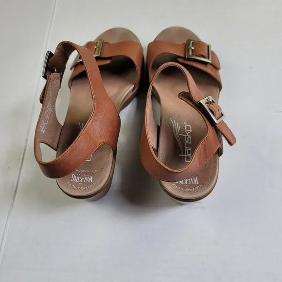 Dansko Jamey Wedges Leather Sandals Hook And Loop Strap