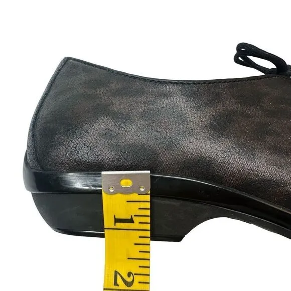 DANSKO Lace Up Black Animal Patterned Leather Clog Oxford Size 39 EU 9 US