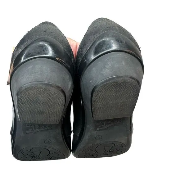 DANSKO Lace Up Black Animal Patterned Leather Clog Oxford Size 39 EU 9 US
