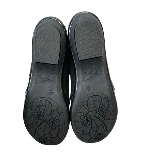 DANSKO Lace Up Black Animal Patterned Leather Clog Oxford Size 39 EU 9 US