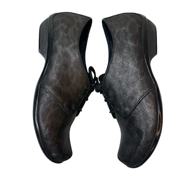 DANSKO Lace Up Black Animal Patterned Leather Clog Oxford Size 39 EU 9 US