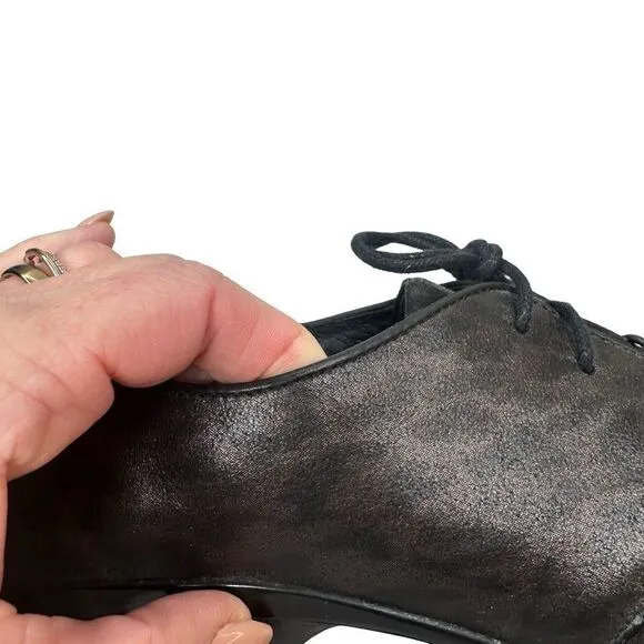 DANSKO Lace Up Black Animal Patterned Leather Clog Oxford Size 39 EU 9 US