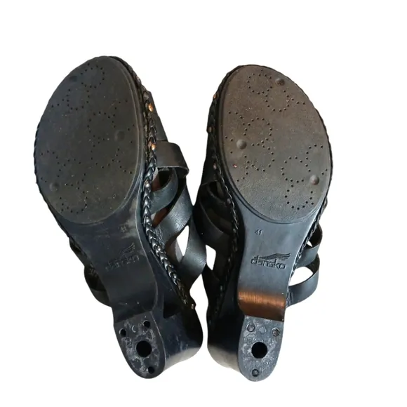 Dansko Torie Woven Leather Open Toed Clogs Cut Out Heel Sandals size  9
