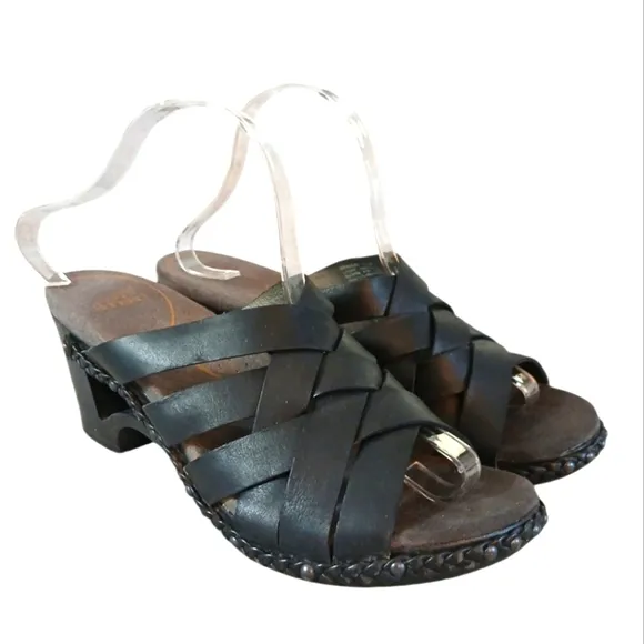 Dansko Torie Woven Leather Open Toed Clogs Cut Out Heel Sandals size  9