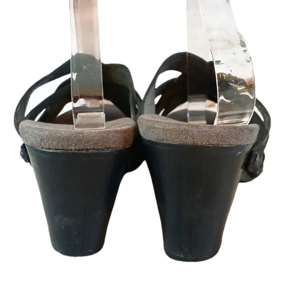 Dansko Torie Woven Leather Open Toed Clogs Cut Out Heel Sandals size  9