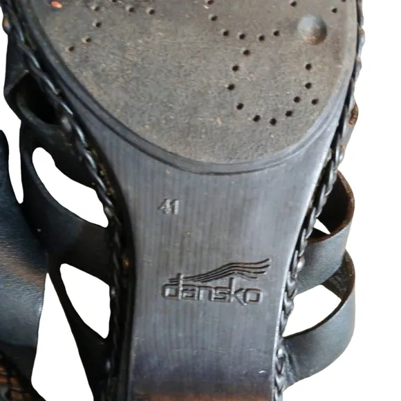 Dansko Torie Woven Leather Open Toed Clogs Cut Out Heel Sandals size  9