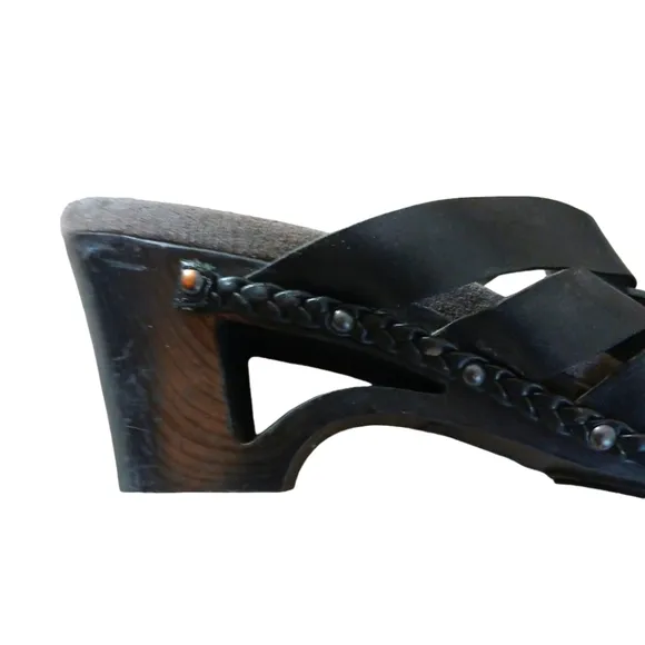 Dansko Torie Woven Leather Open Toed Clogs Cut Out Heel Sandals size  9
