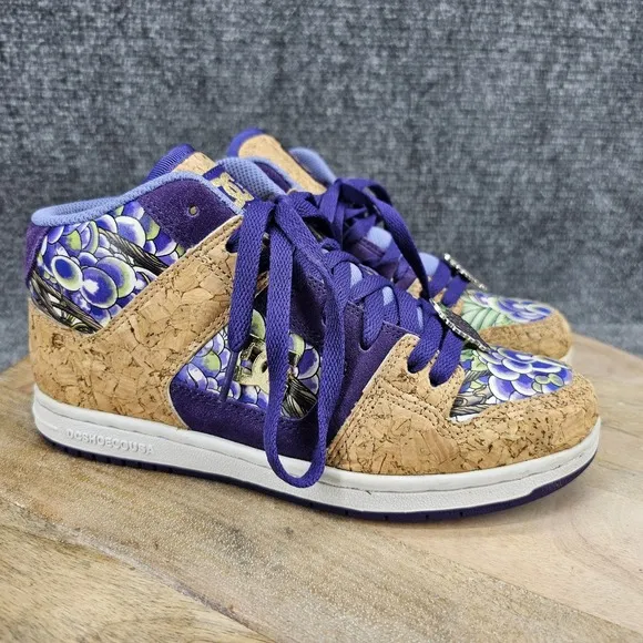 DC Miami Ink 2009 Women's Size 6 Grape Purple Cork Mid Top Skateboard Shoes