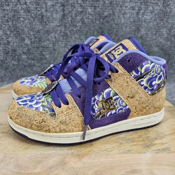DC Miami Ink 2009 Women's Size 6 Grape Purple Cork Mid Top Skateboard Shoes