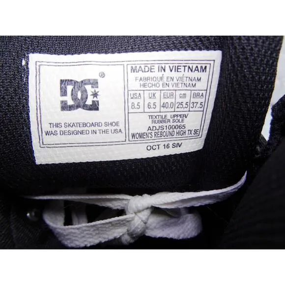 DC Rebound High TX SE Skateboard Shoes Women 8.5 in Excellent Condition