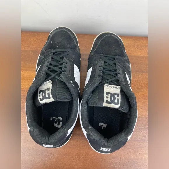 DC Shoe Co USA Stag Shoes Black White Suede Skateboard 320188 MEN’s Size 14.