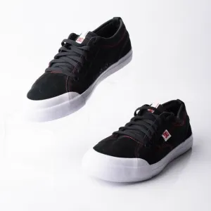 DC Youths Evan Boys Black Leather Skateboard Shoes Sneakers Sz 7 Red Threads