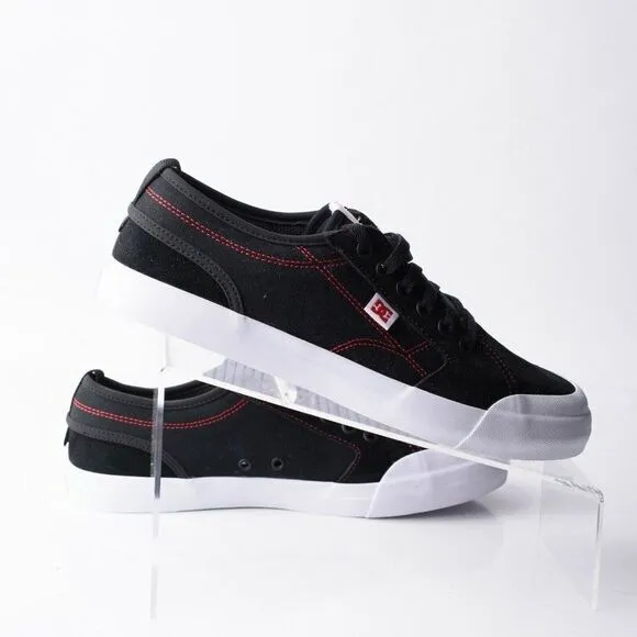 DC Youths Evan Boys Black Leather Skateboard Shoes Sneakers Sz 7 Red Threads
