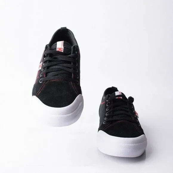 DC Youths Evan Boys Black Leather Skateboard Shoes Sneakers Sz 7 Red Threads