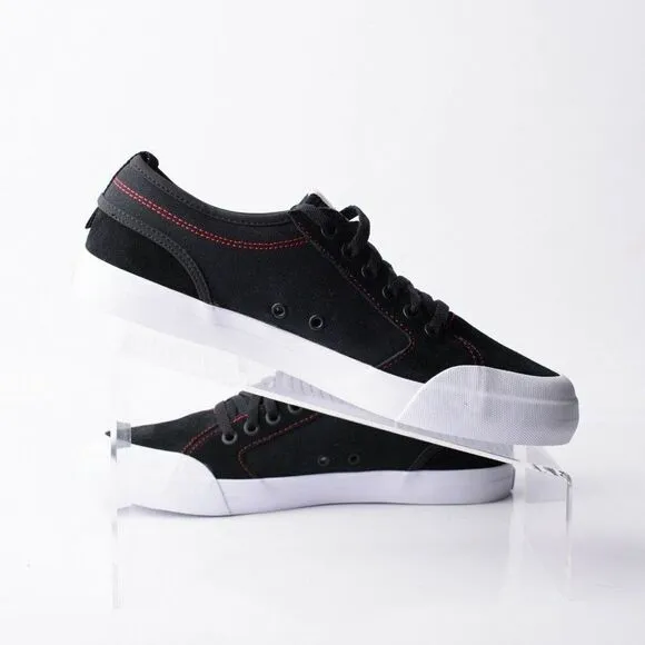 DC Youths Evan Boys Black Leather Skateboard Shoes Sneakers Sz 7 Red Threads