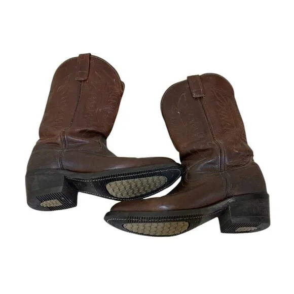DD Tuff Cowboy Boots Men 8.5 EE Brown Leather Western Festival Rodeo Workwear