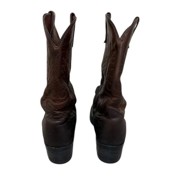 DD Tuff Cowboy Boots Men 8.5 EE Brown Leather Western Festival Rodeo Workwear