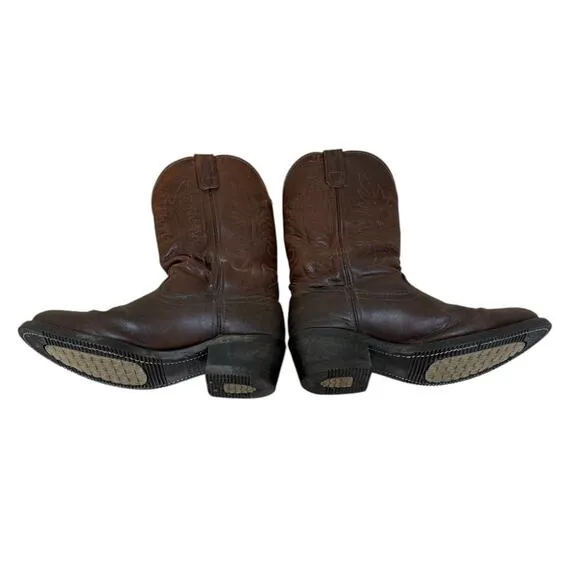 DD Tuff Cowboy Boots Men 8.5 EE Brown Leather Western Festival Rodeo Workwear