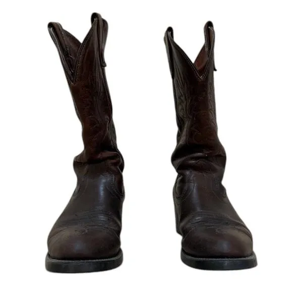 DD Tuff Cowboy Boots Men 8.5 EE Brown Leather Western Festival Rodeo Workwear