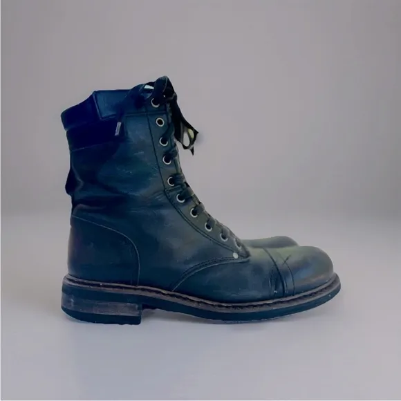 Diesel Cassidy Black Leather Combat Boots Men Size 41/8.5