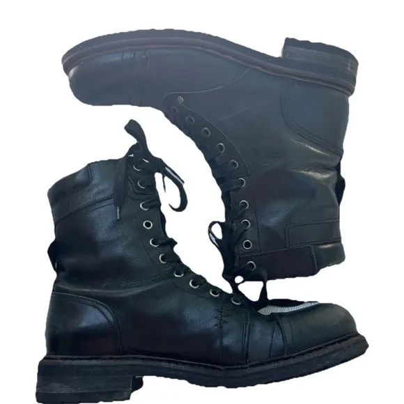 Diesel Cassidy Black Leather Combat Boots Men Size 41/8.5