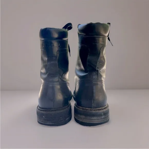 Diesel Cassidy Black Leather Combat Boots Men Size 41/8.5