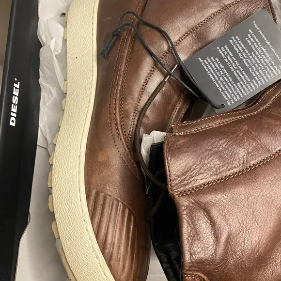 Diesel mud color calfskin Leather Men's Boots size 12